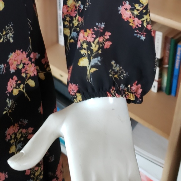 Black Floral Black and Orange Hue Dress - Picture 7 of 8